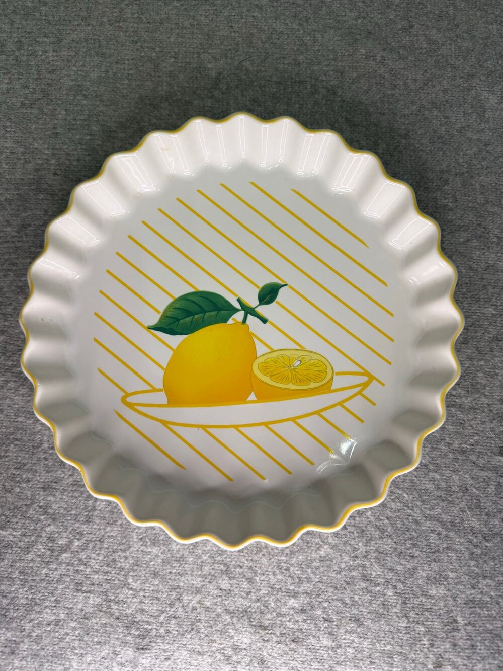 Vintage Mikasa Ultra Ceram Bake Serve Lemons Quiche Tart Dish UP013 Japan 9 inch